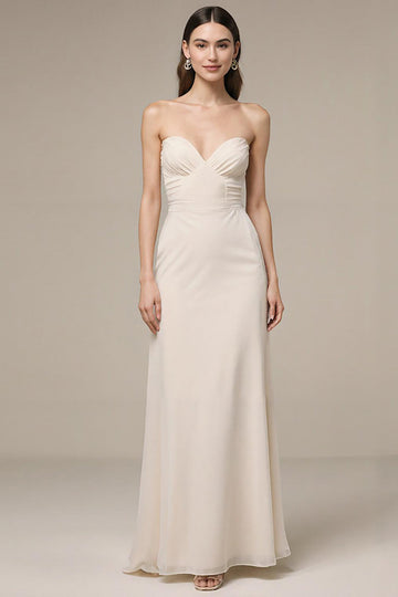 Strapless Ivory Sheath Evening Dress